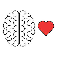 Minimalist Brain and Heart Connection Silhouette with Bold Line Design