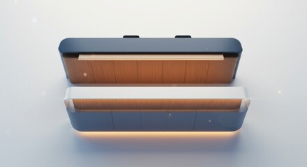 Abstract geometric object composition on white background