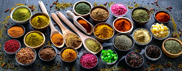 Composition with assortment of spices and herbs