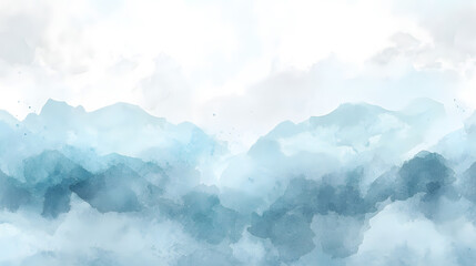 Fototapeta premium Serene mountain landscape artistic watercolor tranquil environment soft texture aesthetic viewpoint