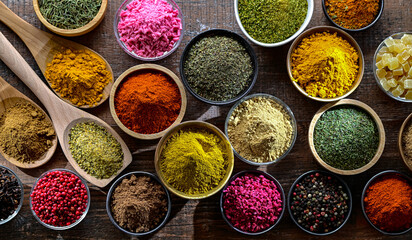 Composition with assortment of spices and herbs