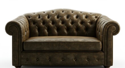 Elegant classic upholstered sofa isolated on white background