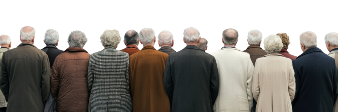 PNG People standing in line person seniors group.