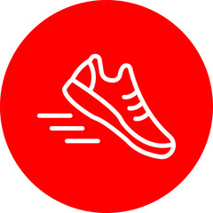 Running Shoe Vector Line White Circle Red