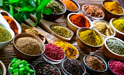 Composition with assortment of spices and herbs