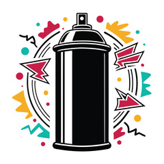 Bold Black Spray Paint Can Silhouette with Graffiti Vibe