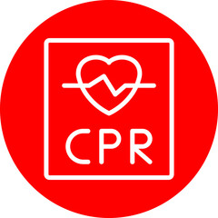 CPR (Cardiopulmonary Resuscitation) Vector Line White Circle Red