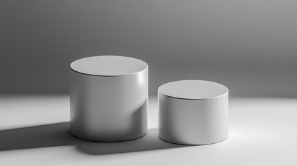 Minimalist Silver Cylindrical Display Platforms Product Presentation Mockup
