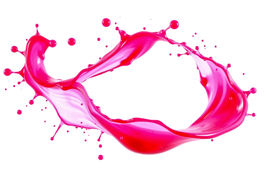 A mesmerizing splash of vibrant pink and red liquid captured in dynamic motion, evoking freshness and energy