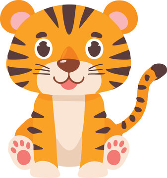 tiger cute animal vector for book and template