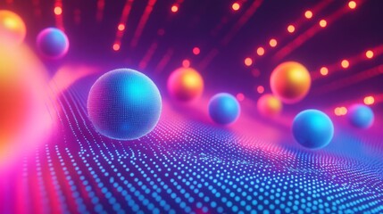 Vibrant Abstract Background with Glowing Spheres
