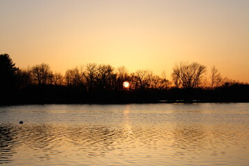 Fototapeta premium sunset on the lake