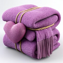 Purple Towels and Scarf Gift Set with Heart Detail
