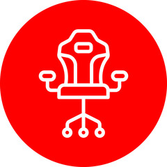Gaming Chair Vector Line White Circle Red