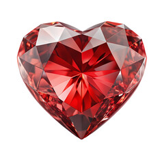 Fototapeta premium Red Heart Shaped Diamond Gemstone Image on transparent background