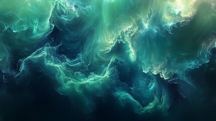 Obraz premium Abstract Teal Green Swirling Nebula Background
