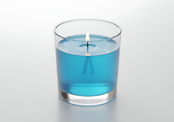 Blue Gel Candle in Glass Container: Home Decor & Relaxation