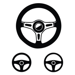 A silhouette of Car Steering wheels icon vector set on a white background