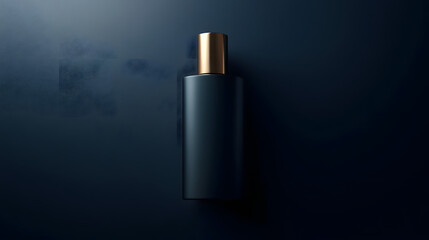 Realistic, Ultra HD top-view shot of a high-end facial cleansing gel bottle with sleek design, illuminated softly on a dark chic background