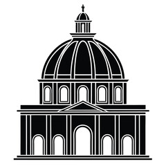 Black Silhouette of Grand Entry Arch and Dome in Minimalist Style