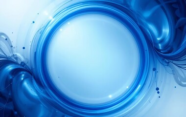 Fototapeta premium An abstract blue circle with curved lines and empty space in the center