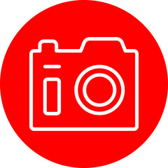 Digital Camera Vector Line White Circle Red