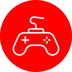 Gaming Console Vector Line White Circle Red