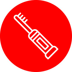 Electric Toothbrush Vector Line White Circle Red