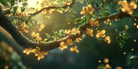 Obraz premium Nature lush green foliage sunlight