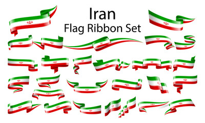 Iran ribbon flag set