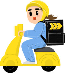 오토바이를 타고 배달하는 사람