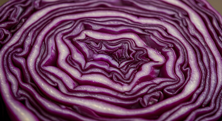Obraz premium Detailed Close Up Shows The Vibrant Interior Layers Of Red Cabbage