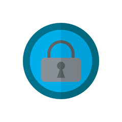 Lock blue in circle icon. minimalistic lock icon within a circle, suitable for digital security and login interfaces.