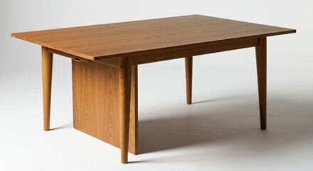 Wooden table on white background
