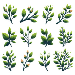 Seamless pattern of green leaves in a floral and nature-inspired design