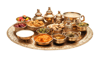 Puja Thali for Religious Rituals and Offerings - Isolated on White Background