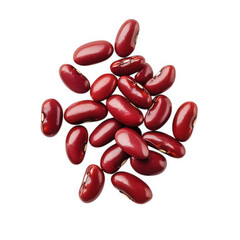 collection of red kidney beans scattered on a white background. showcasing their shiny. smooth texture and distinct shape these beans are commonly used in various culinary dishes. providing a rich sou