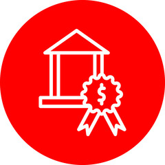 Badge Vector Line White Circle Red