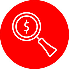 Magnifying GLass Vector Line White Circle Red