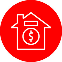 House Vector Line White Circle Red
