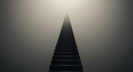 Stairway To Heaven Leads Through Mist Spiritual Ascent