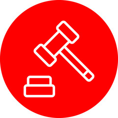 Gavel Vector Line White Circle Red