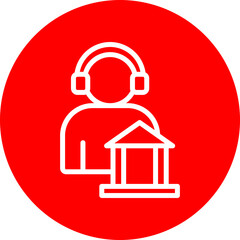 Customer Support Vector Line White Circle Red