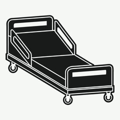 Minimalist Patient Bed in Hospital Black and White Silhouette