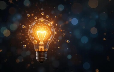 A close-up of a light bulb with bokeh lights in the background