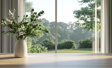 Fototapeta premium Peaceful morning view through window