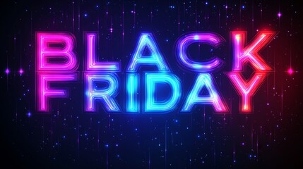 Obraz premium Glowing Neon Black Friday Text on Dark Background