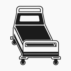 Minimalist Hospital Bed Silhouette in Black and White Medical Design