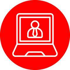 Laptop Vector Line White Circle Red
