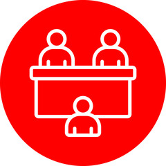 Job Interview Vector Line White Circle Red